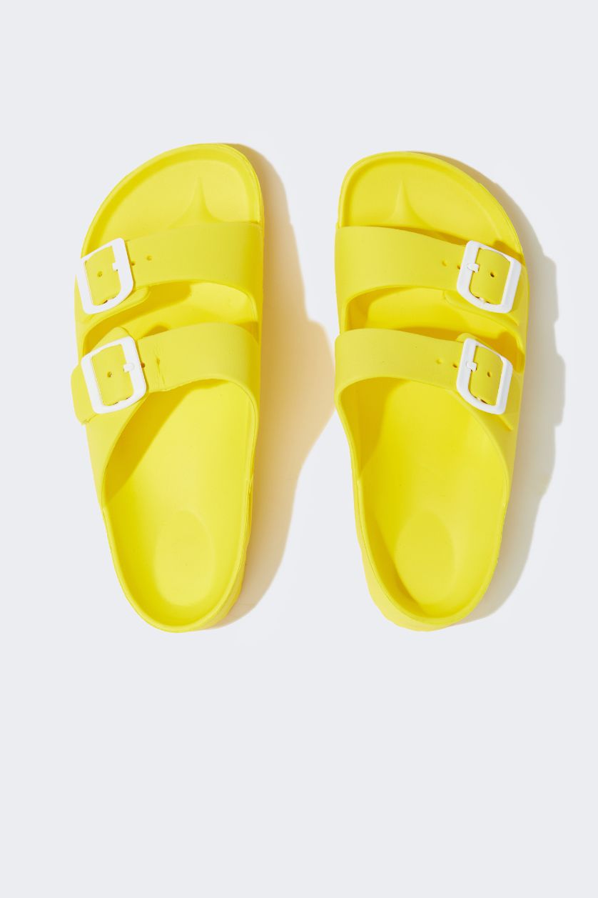 Женщины Желтый Сланцы Eva на двойном ремешке для женщин
