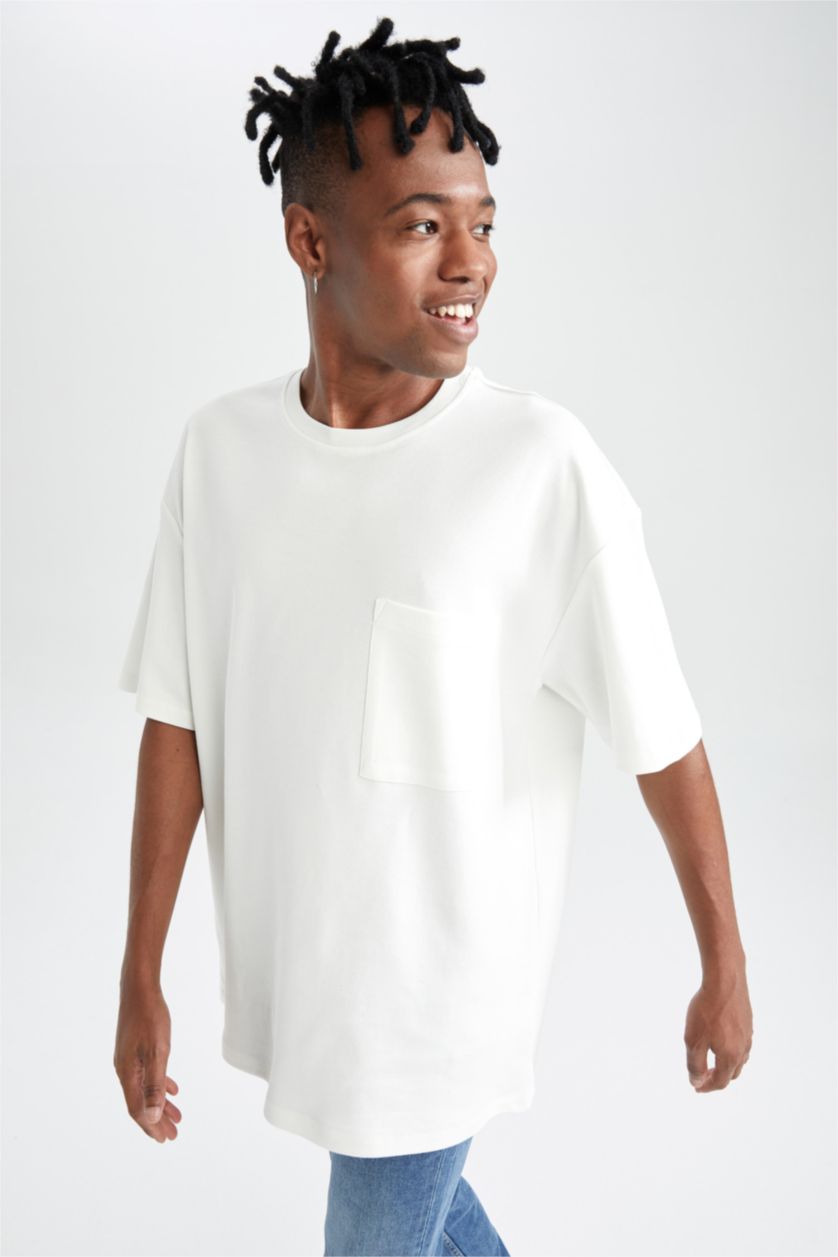 MAN Ecru Oversize Fit Short Sleeve T-Shirt