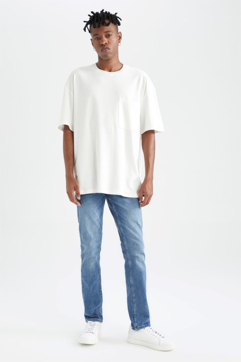 MAN Ecru Oversize Fit Short Sleeve T-Shirt