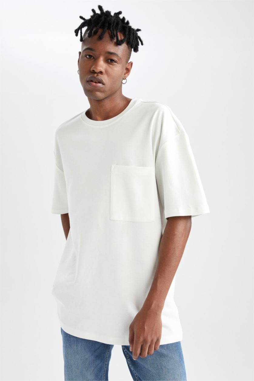 MAN Ecru Oversize Fit Short Sleeve T-Shirt