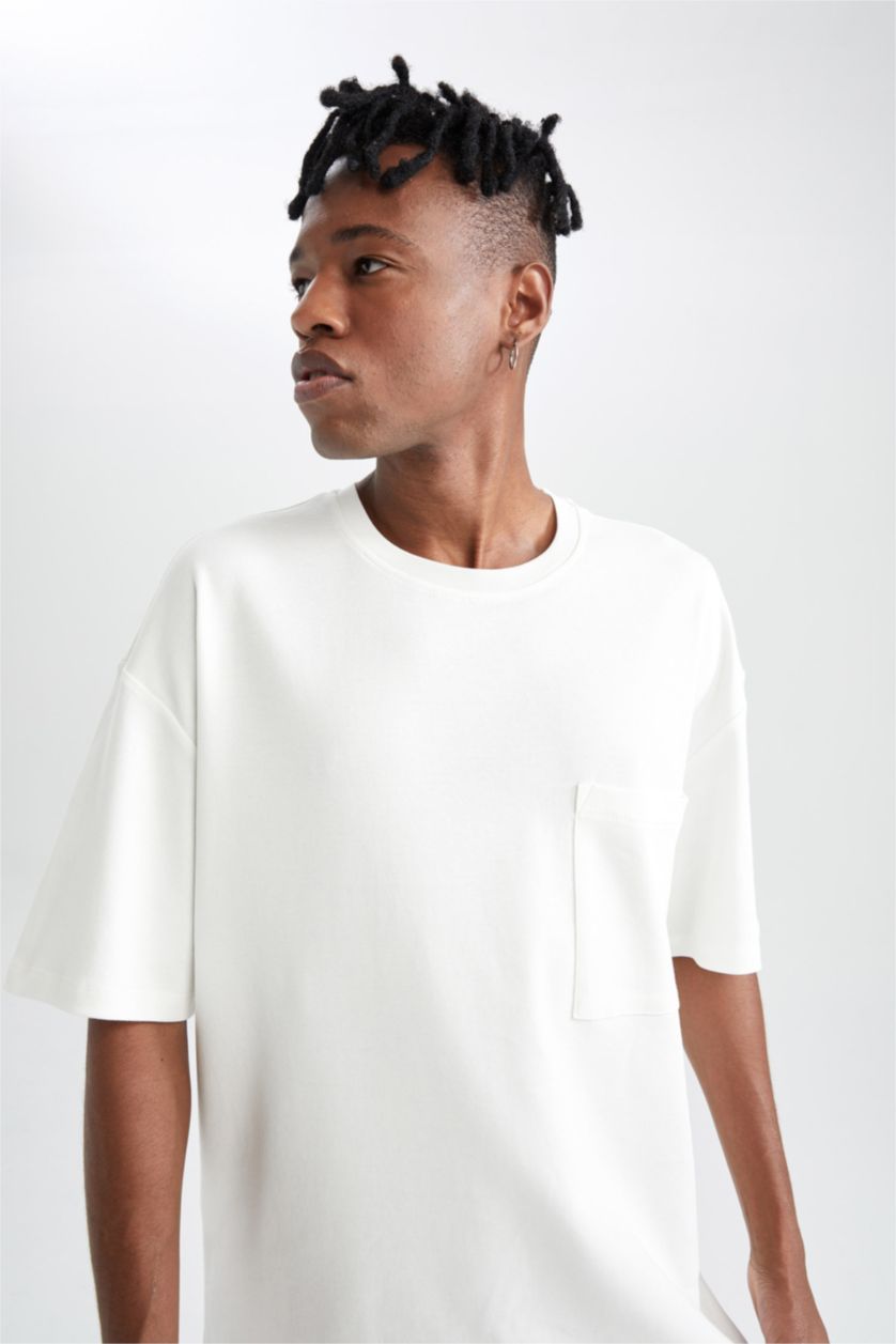 MAN Ecru Oversize Fit Short Sleeve T-Shirt