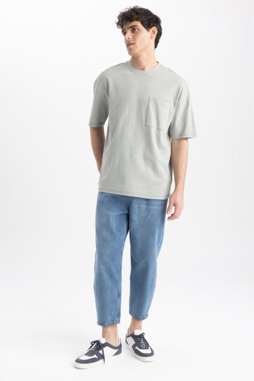 Мужчины Светло-зеленый Футболка оверсайз с круглым вырезом из 100% хлопка