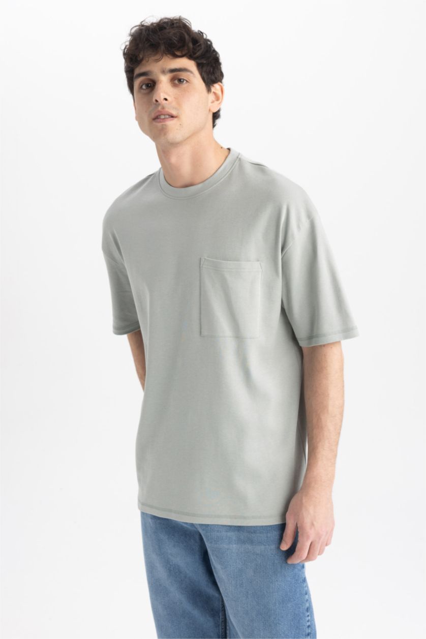 Мужчины Светло-зеленый Футболка оверсайз с круглым вырезом из 100% хлопка