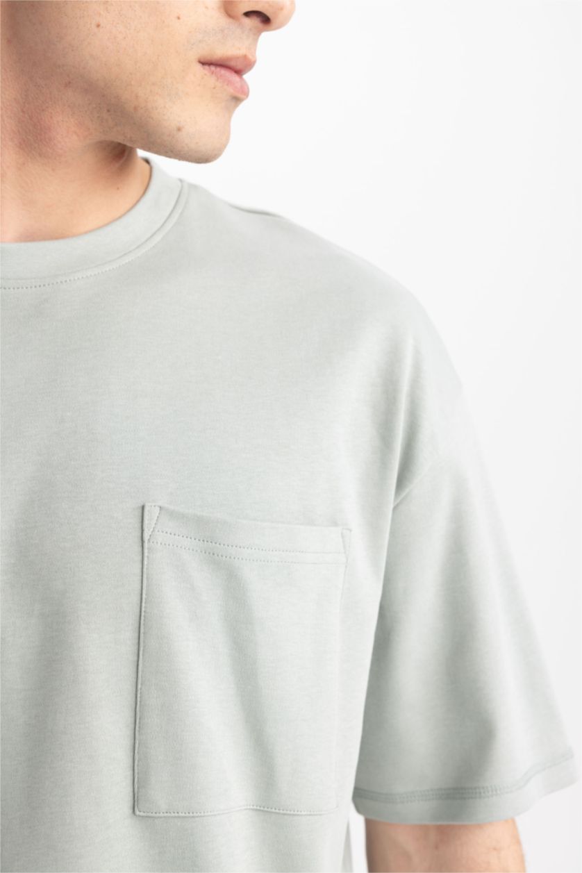 Мужчины Светло-зеленый Футболка оверсайз с круглым вырезом из 100% хлопка