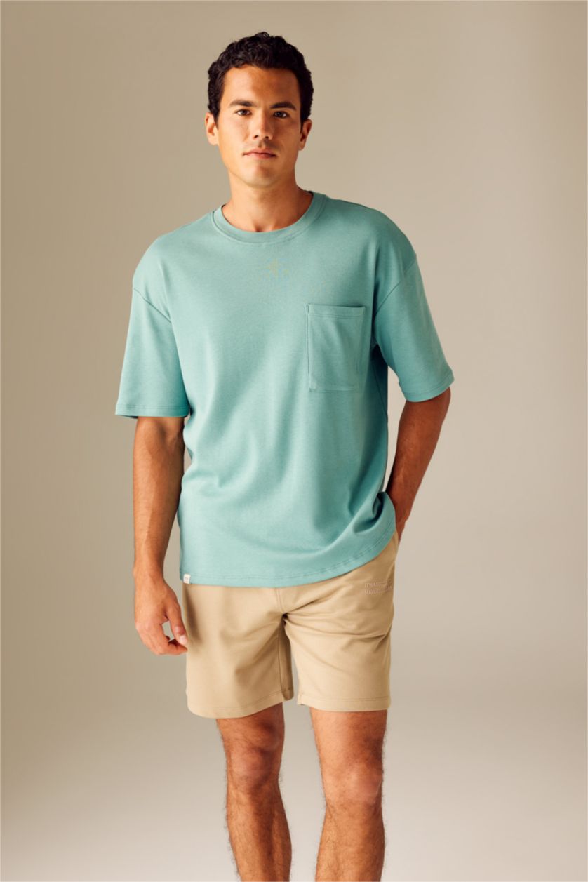 MAN Light Green Oversize Fit Crew Neck Short Sleeve T-Shirt