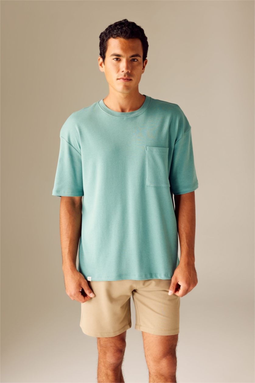 MAN Light Green Oversize Fit Crew Neck Short Sleeve T-Shirt