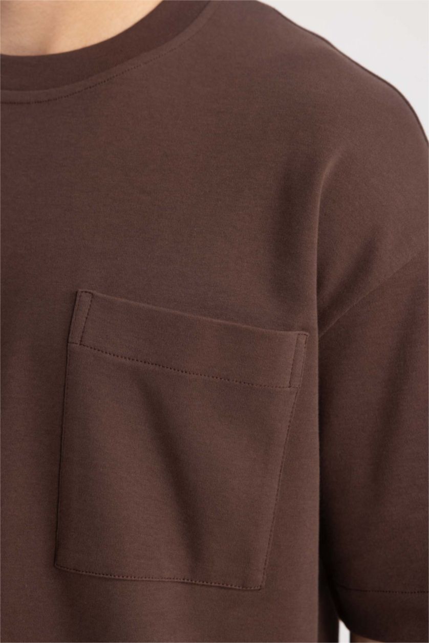 MAN Brown Oversize Fit Crew Neck Cotton Premium T-Shirt