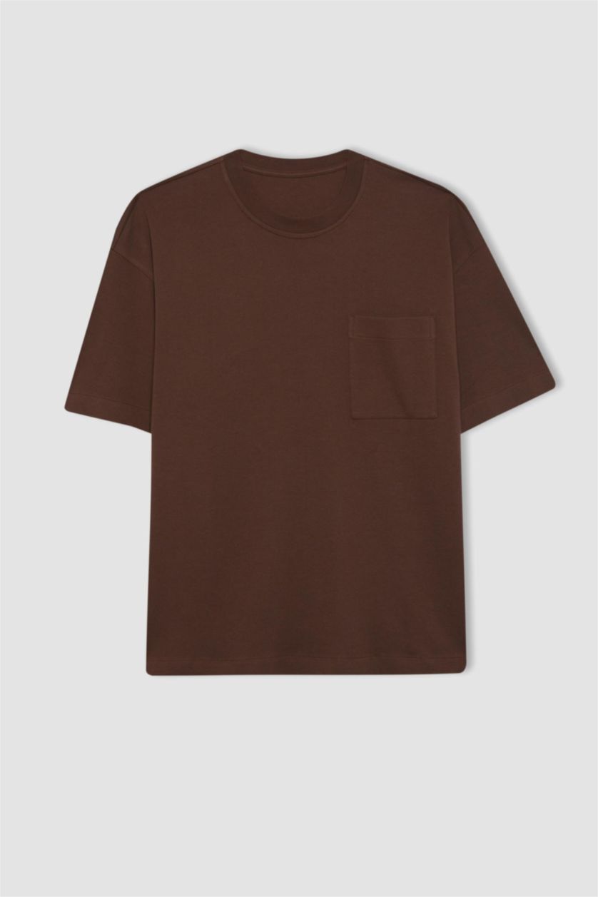 MAN Brown Oversize Fit Crew Neck Cotton Premium T-Shirt