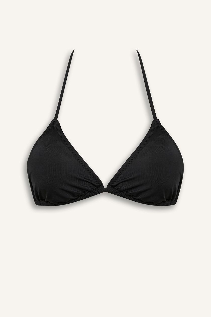 Kadın Siyah Regular Fit Üçgen Bikini Üstü