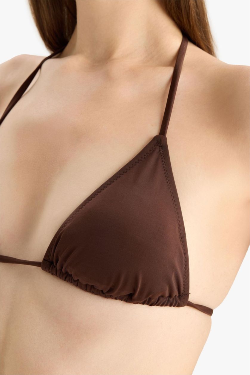 Kadın Kahve Regular Fit Üçgen Bikini Üstü