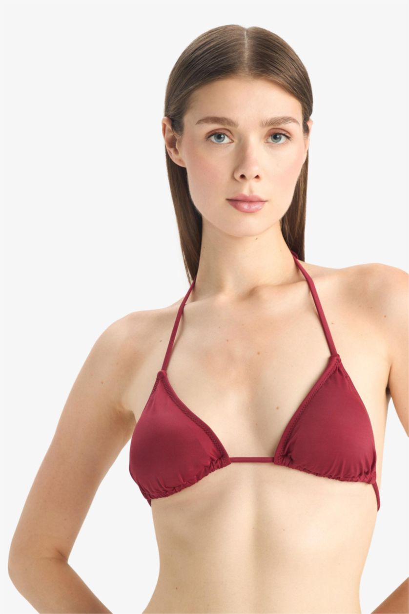 Kadın Bordo Regular Fit Üçgen Bikini Üstü