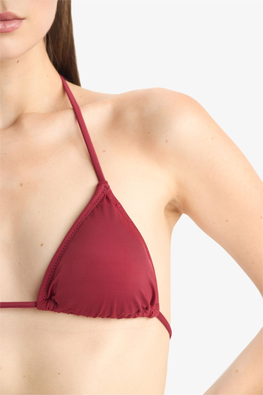Kadın Bordo Regular Fit Üçgen Bikini Üstü