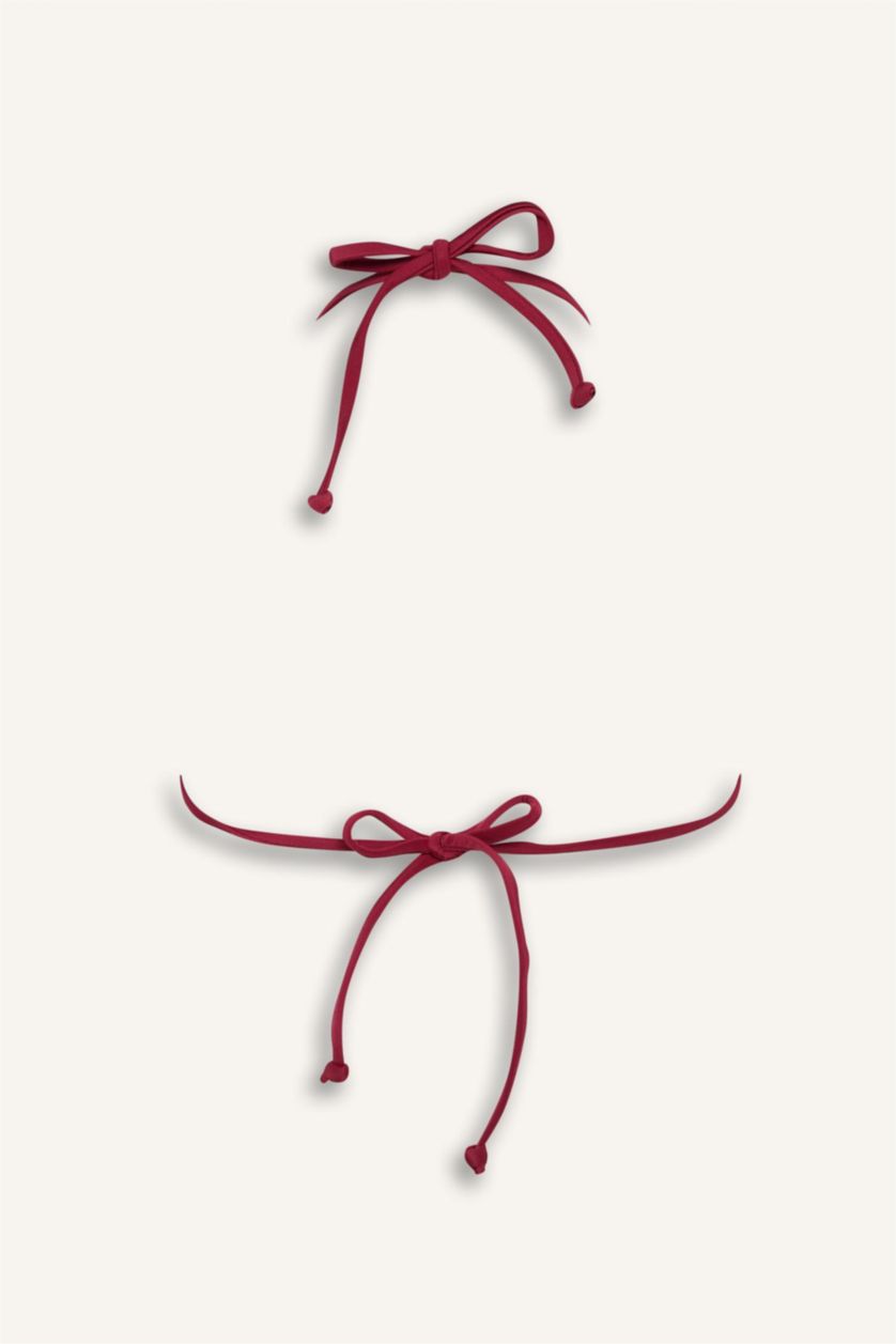 Kadın Bordo Regular Fit Üçgen Bikini Üstü