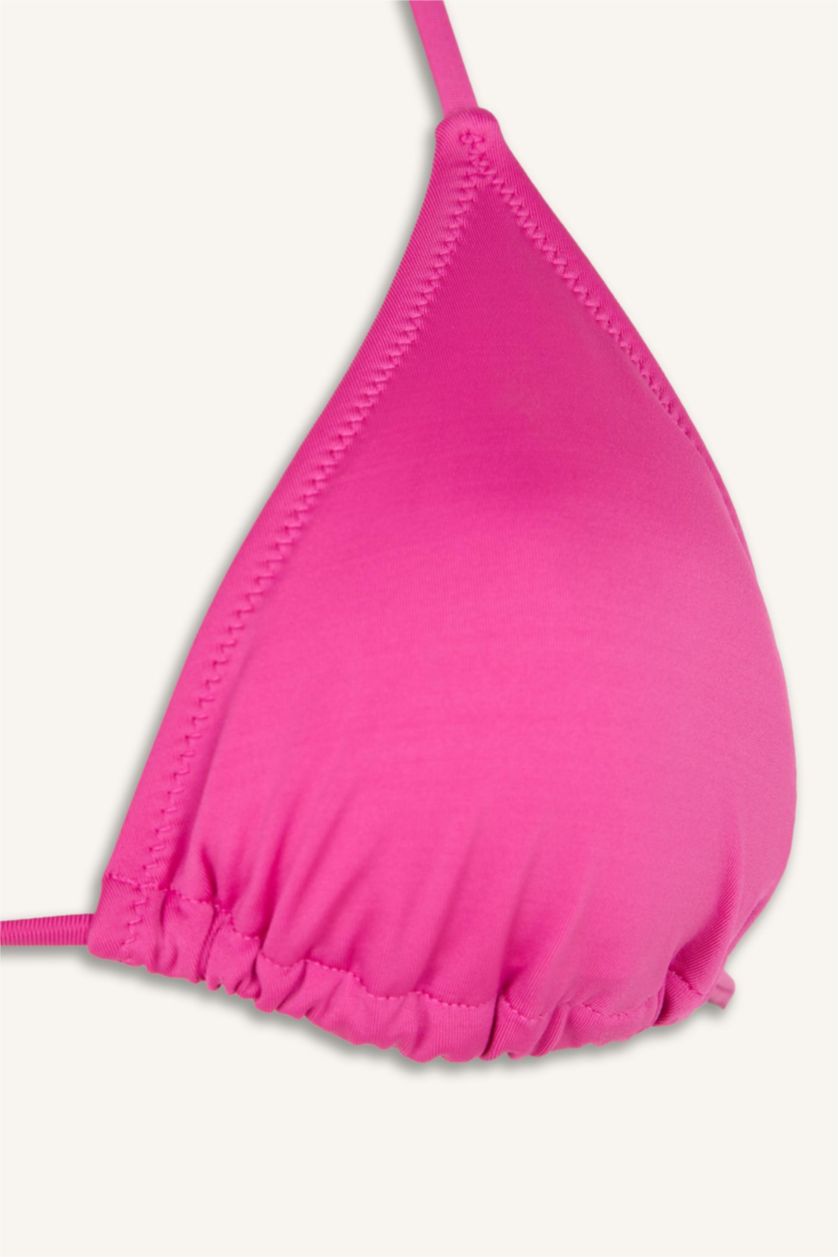 Woman Fushsia Triangle Bikini Top