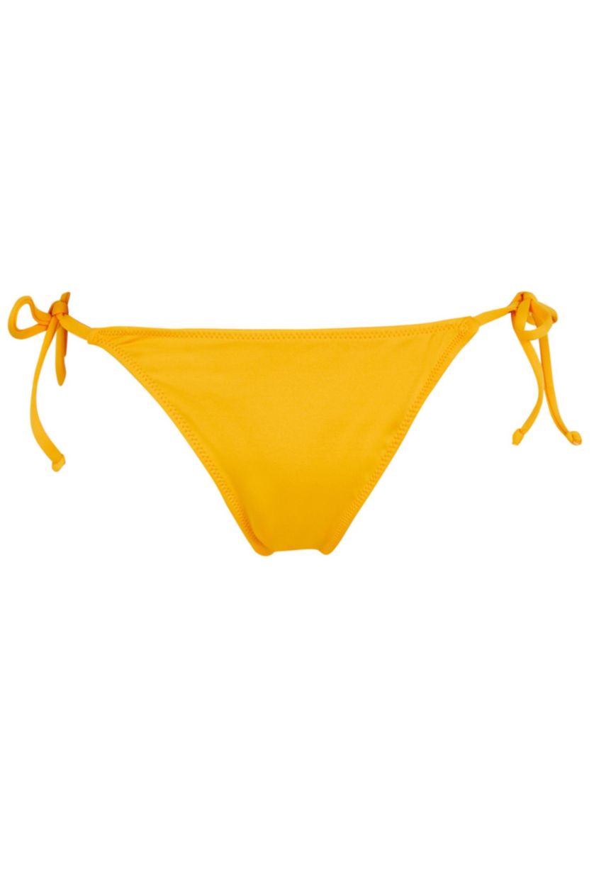 WOMAN Yellow Regular Fit Side Lace Ups Bikini Bottom