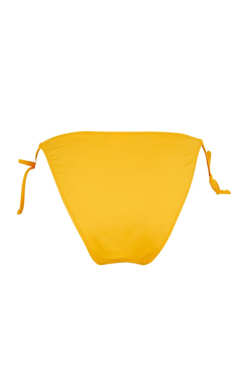 WOMAN Yellow Regular Fit Side Lace Ups Bikini Bottom