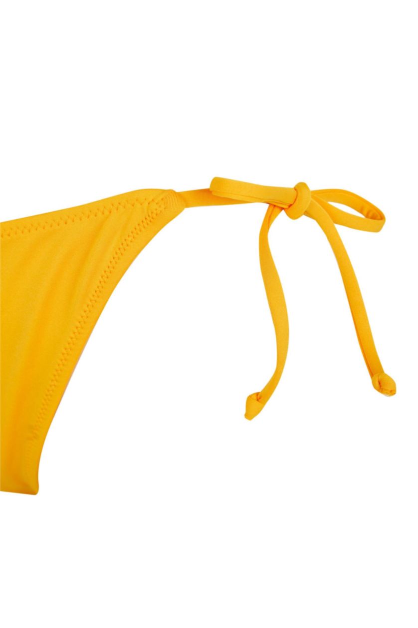 WOMAN Yellow Regular Fit Side Lace Ups Bikini Bottom