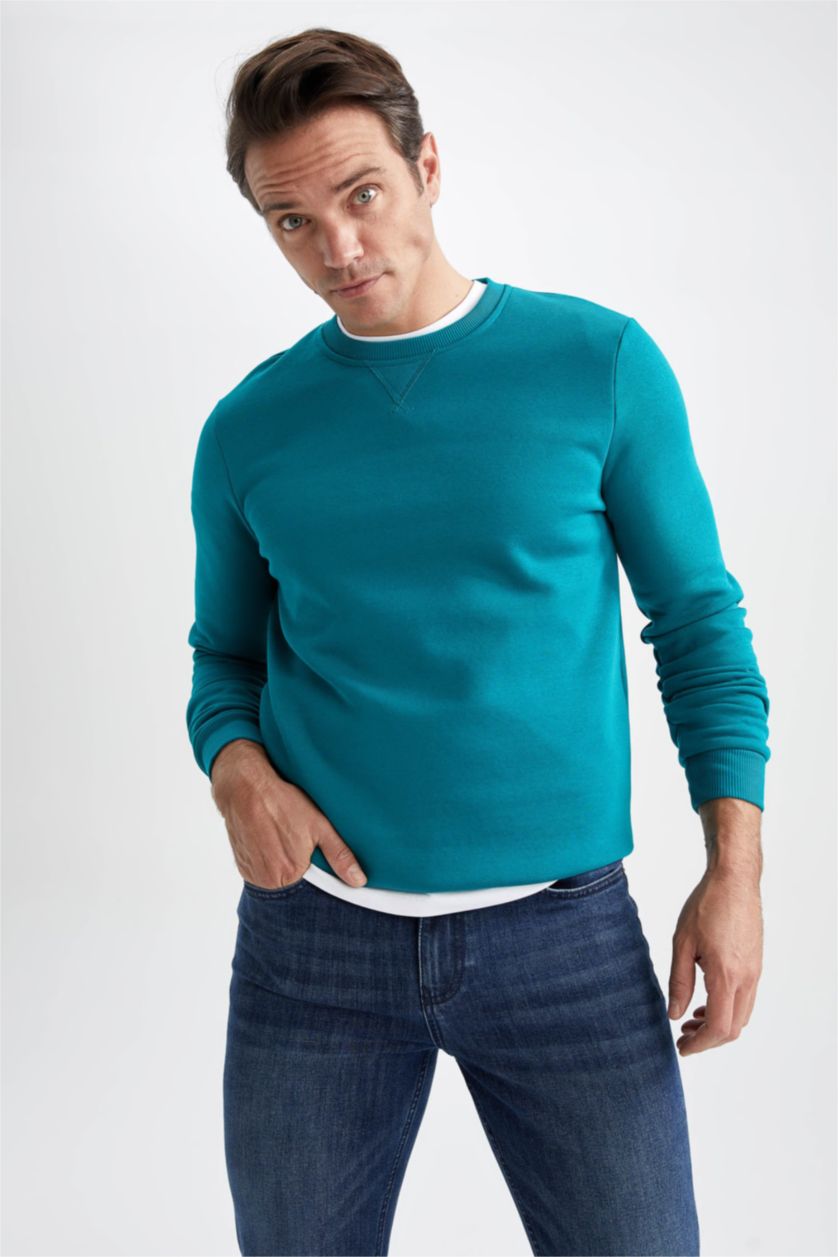 HOMME Turquoise Sweat Coupe Régulière