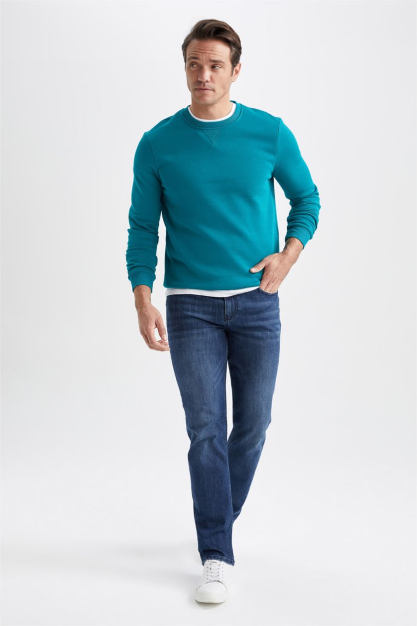 HOMME Turquoise Sweat Coupe Régulière