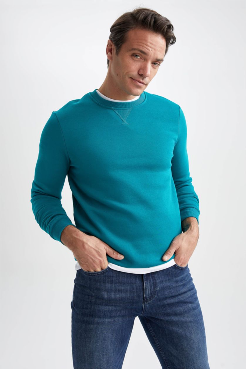 HOMME Turquoise Sweat Coupe Régulière
