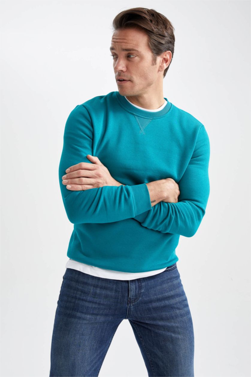 HOMME Turquoise Sweat Coupe Régulière