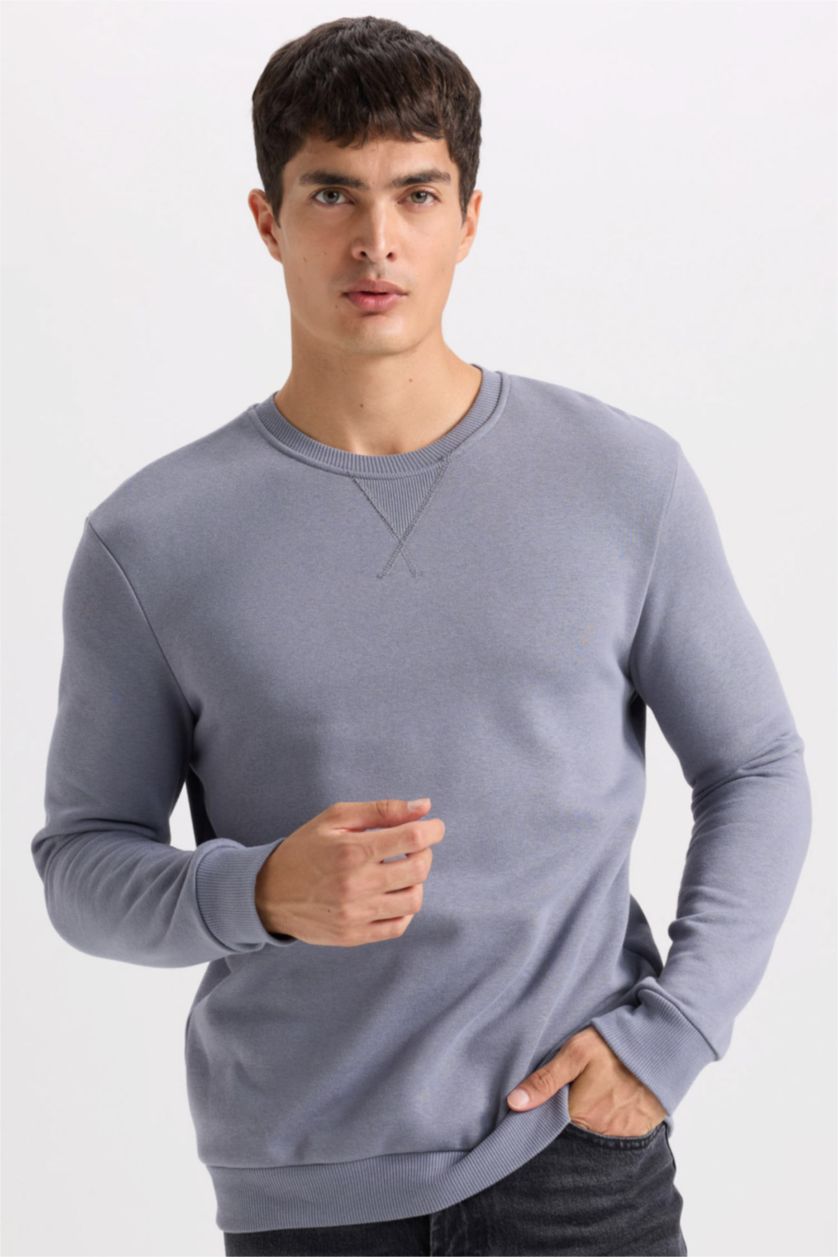 Men Dark Grey Regular Fit Thick Sweatshirt Fabric Sweatshirt
