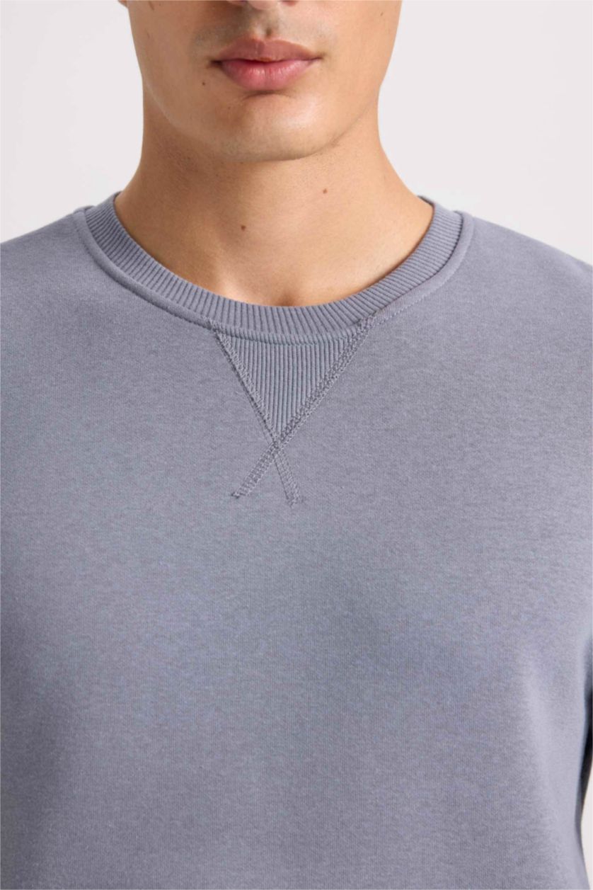 Men Dark Grey Regular Fit Thick Sweatshirt Fabric Sweatshirt