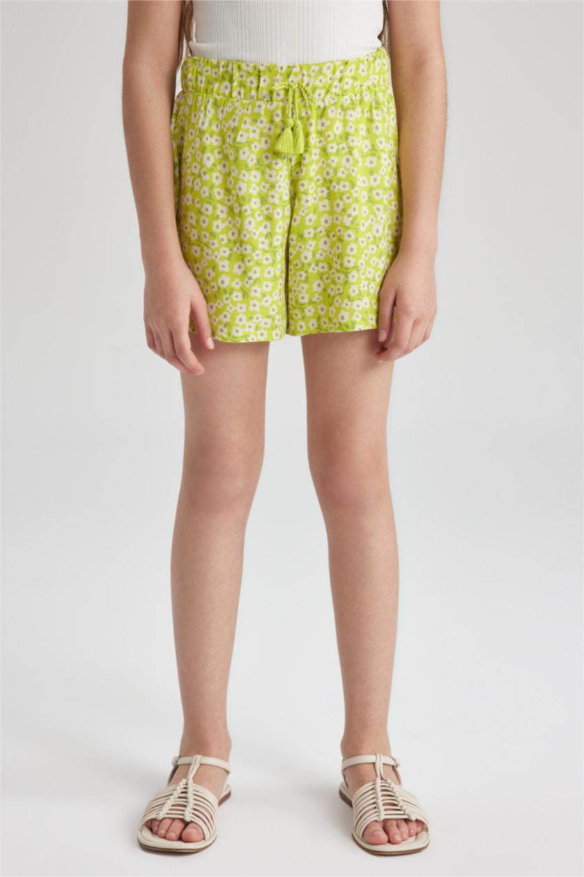 FILLES Vert Short en viscose imprimé floral pour fille