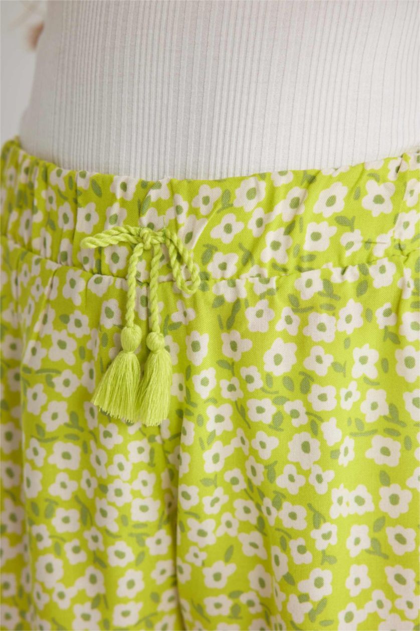 FILLES Vert Short en viscose imprimé floral pour fille