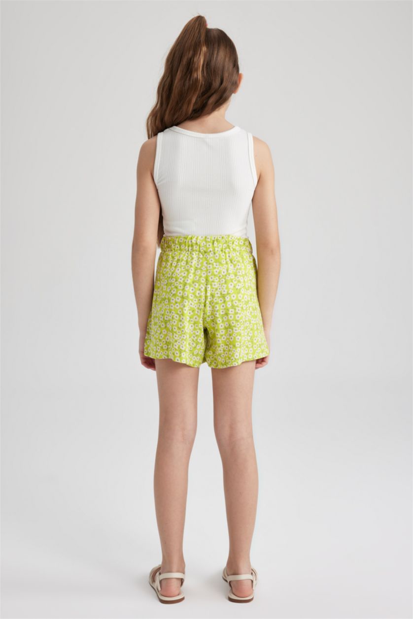 FILLES Vert Short en viscose imprimé floral pour fille