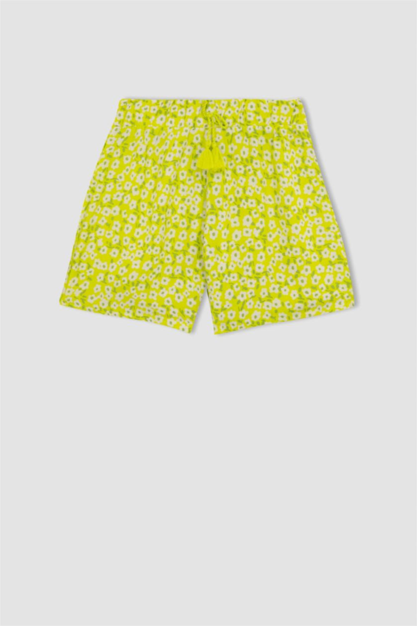 FILLES Vert Short en viscose imprimé floral pour fille