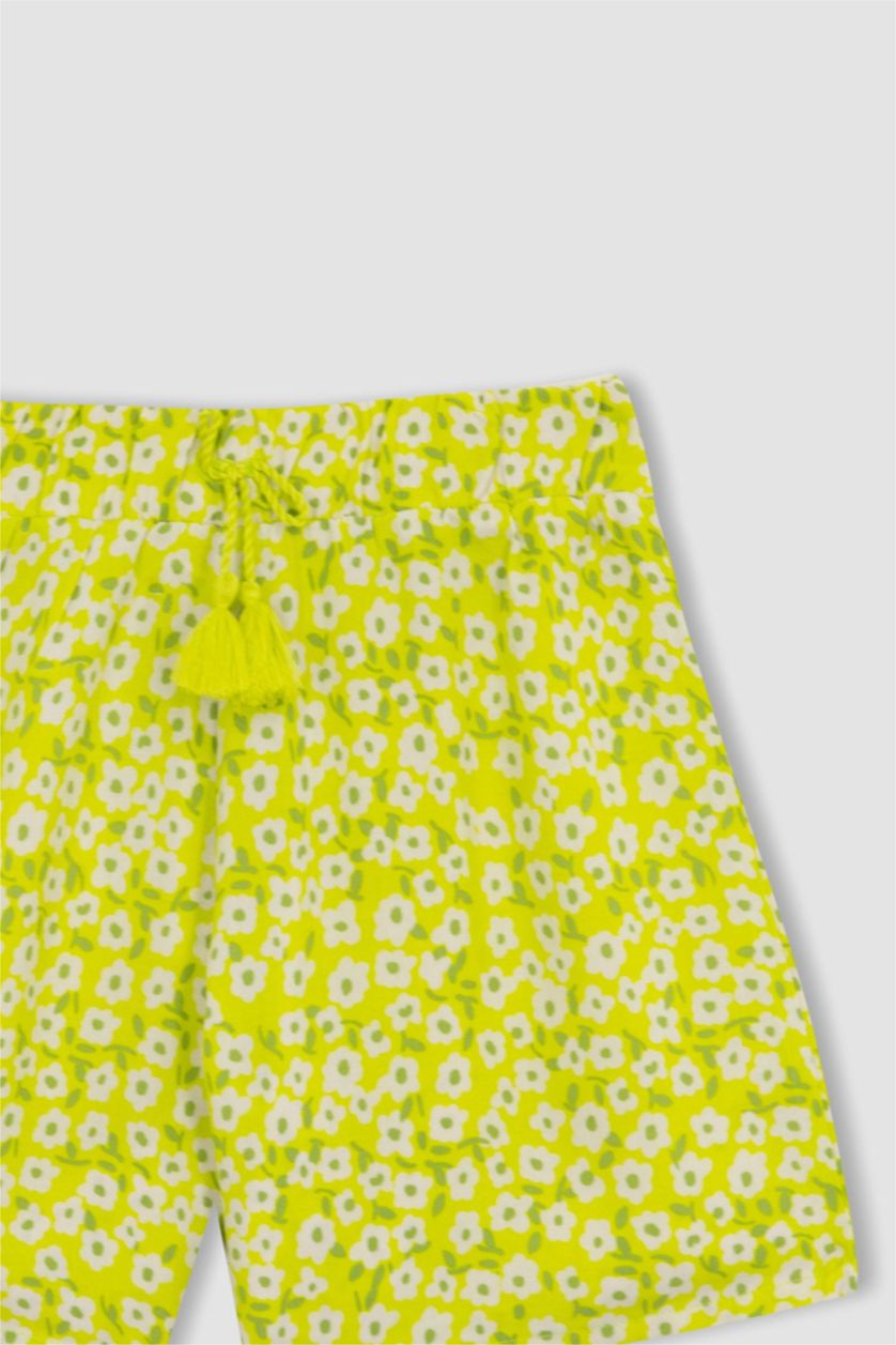 FILLES Vert Short en viscose imprimé floral pour fille