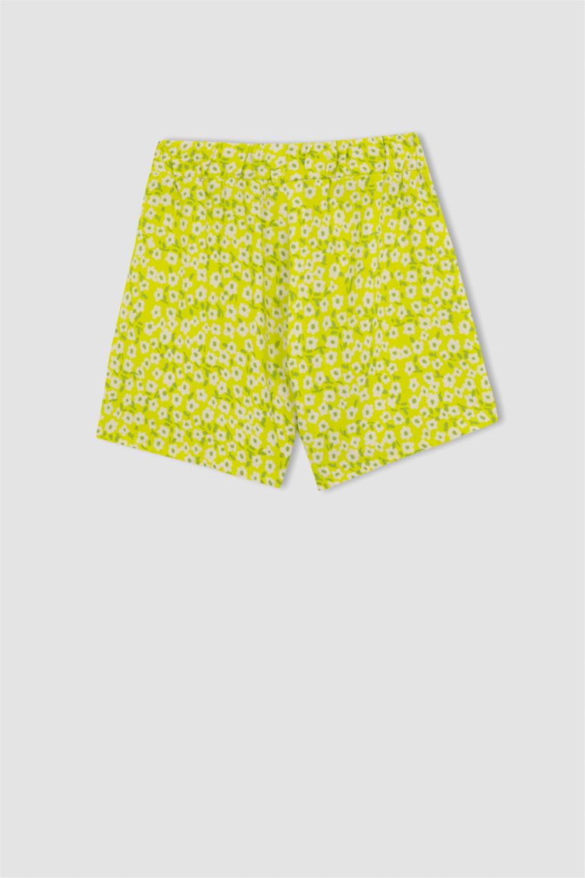 FILLES Vert Short en viscose imprimé floral pour fille