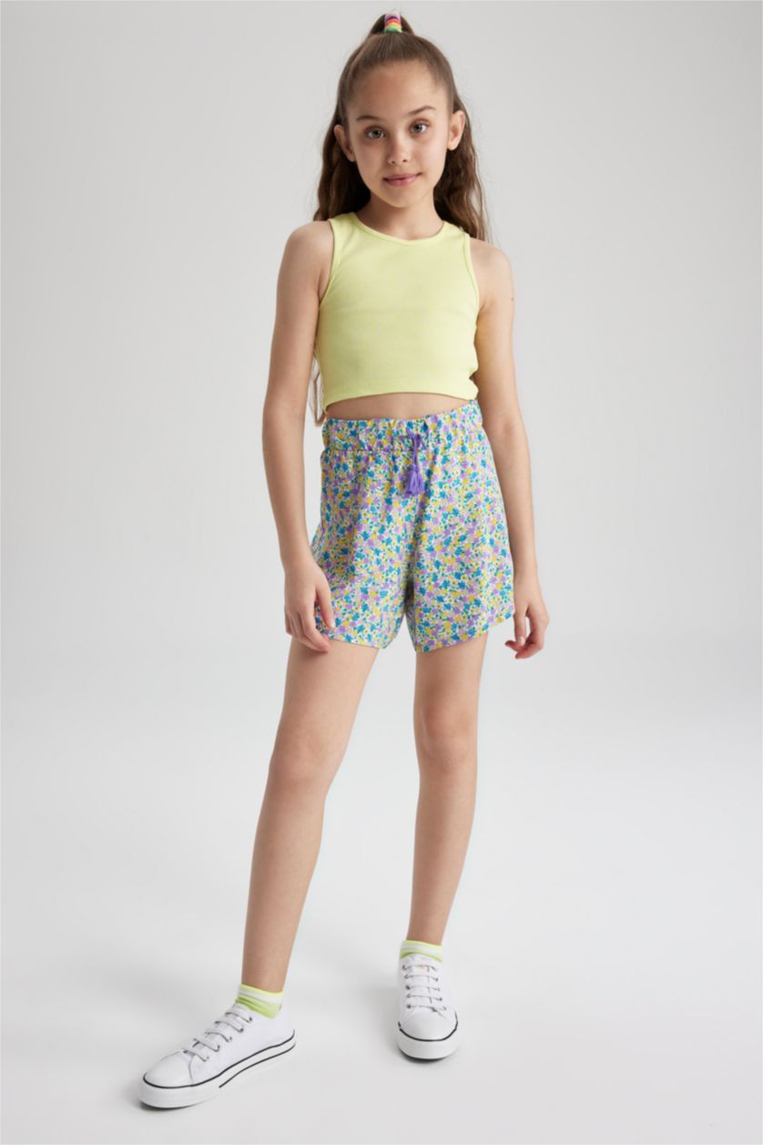 FILLES Violet Short en viscose imprimé floral pour fille
