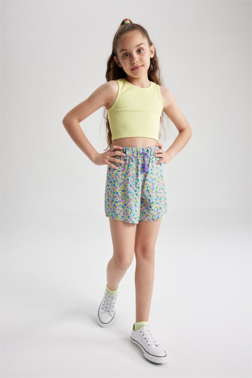 FILLES Violet Short en viscose imprimé floral pour fille