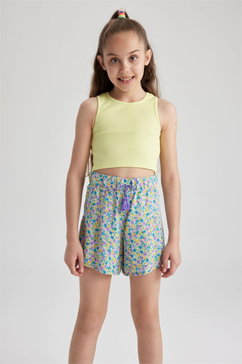FILLES Violet Short en viscose imprimé floral pour fille