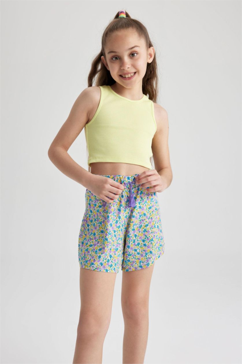 FILLES Violet Short en viscose imprimé floral pour fille