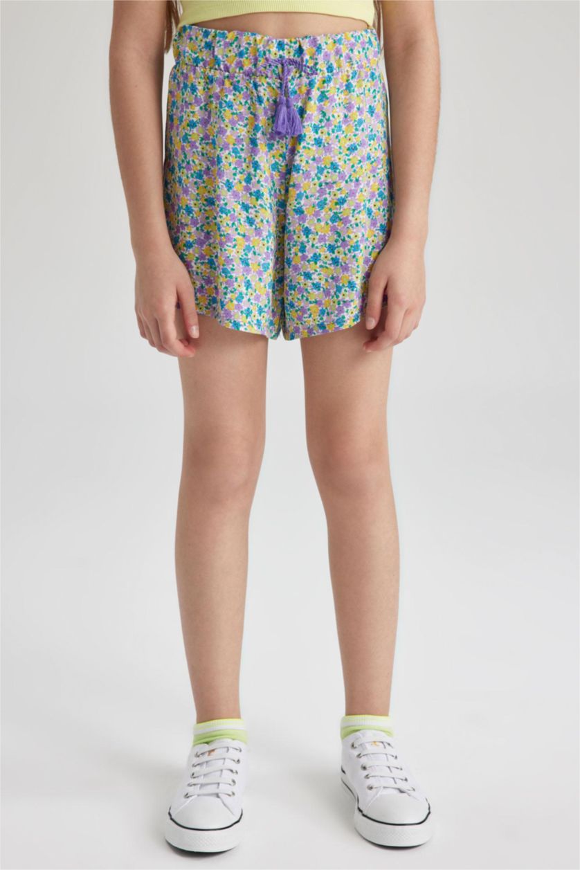 FILLES Violet Short en viscose imprimé floral pour fille