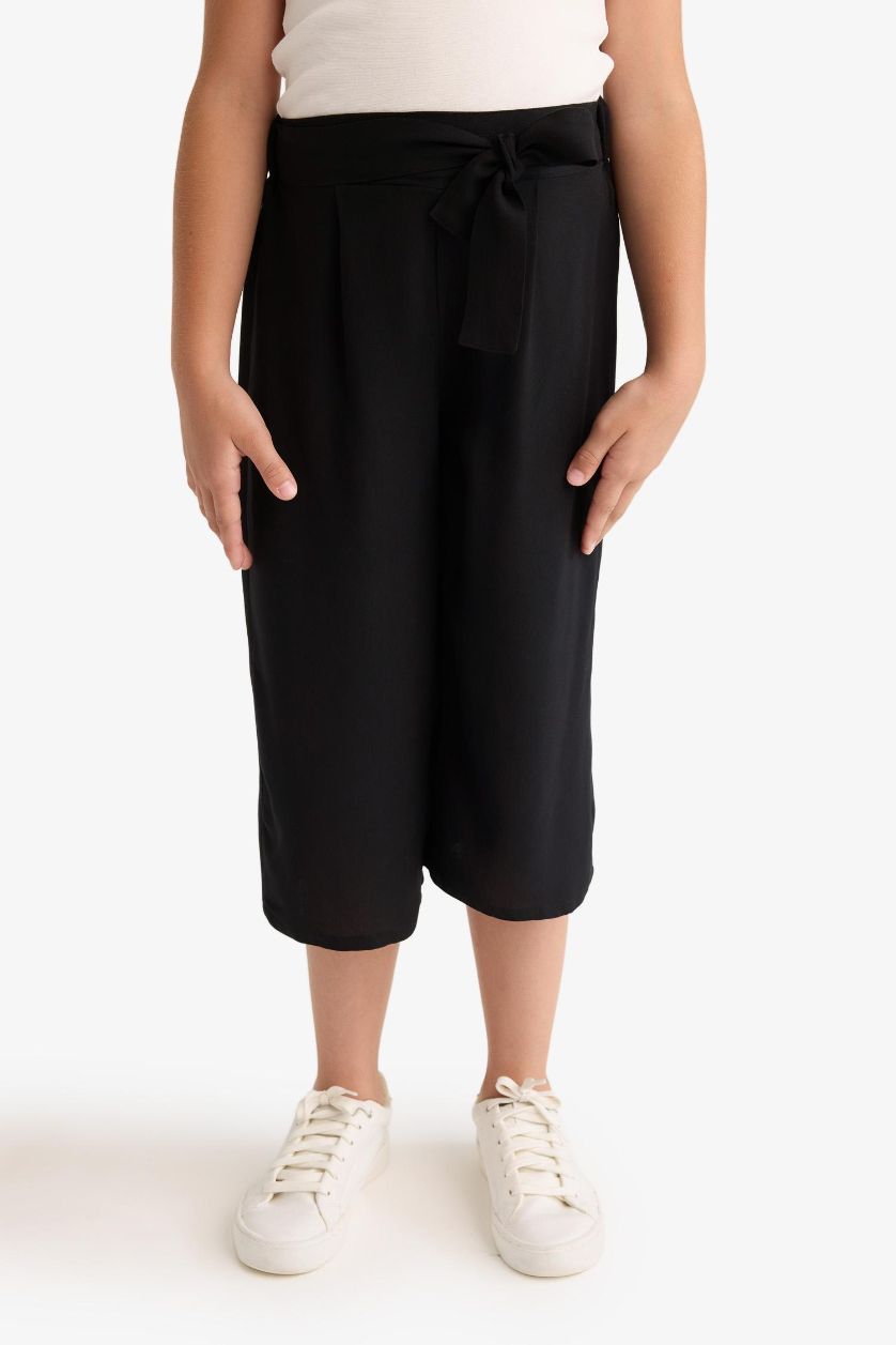 GIRLS & TEENS Black Girl Culotte Wide Leg Viscose Trousers
