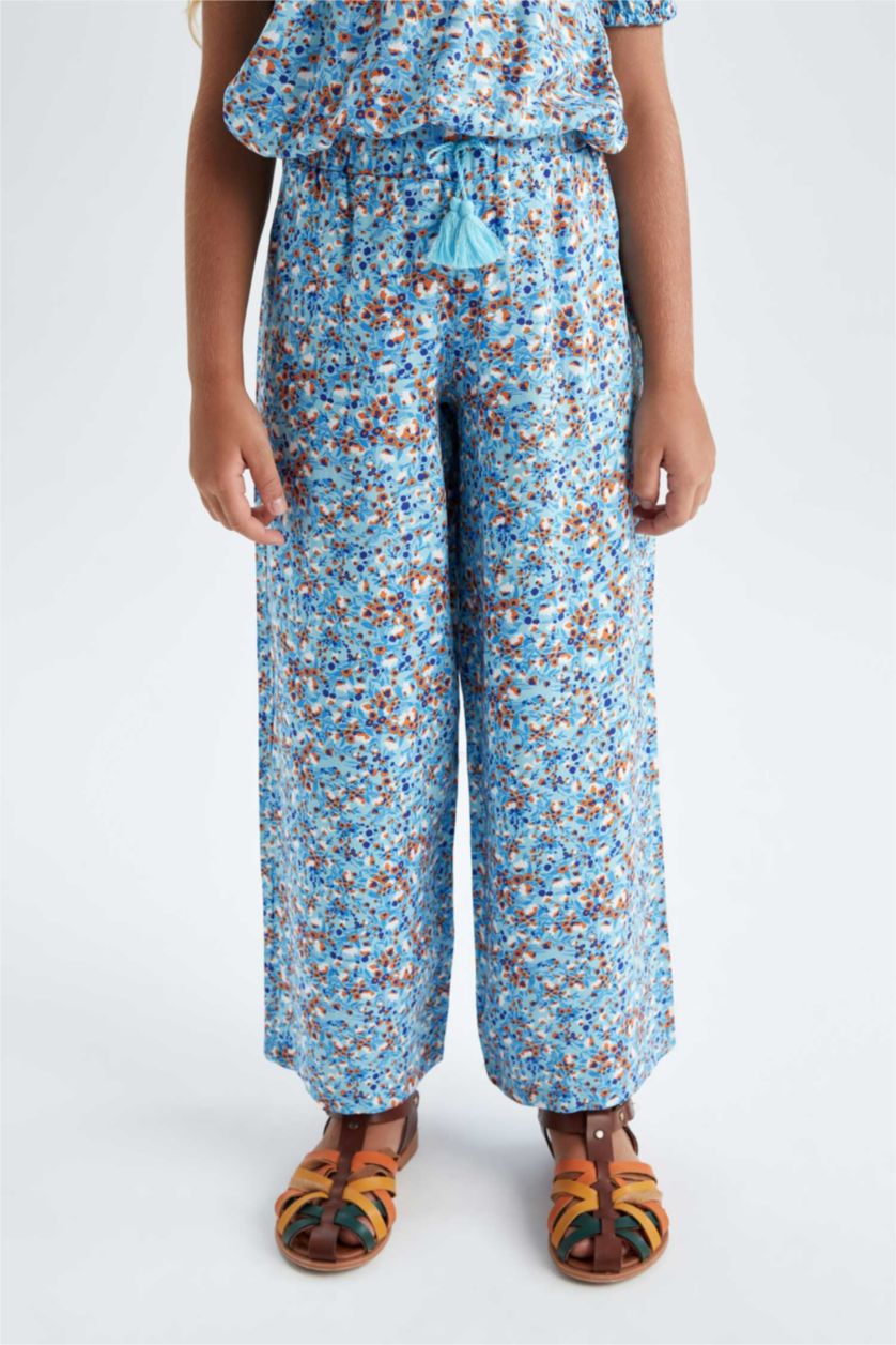 FILLES Bleu Pantalon palazzo large en viscose pour fille