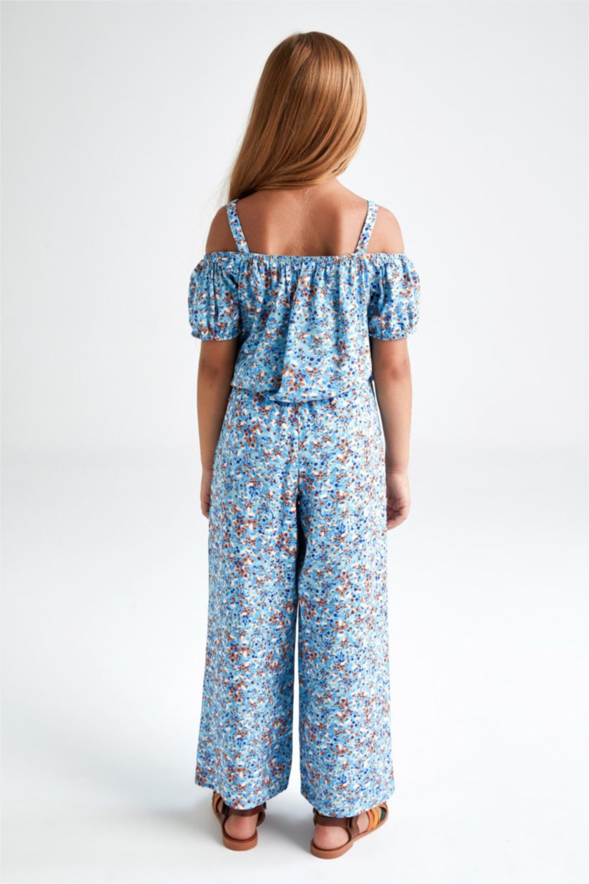 FILLES Bleu Pantalon palazzo large en viscose pour fille