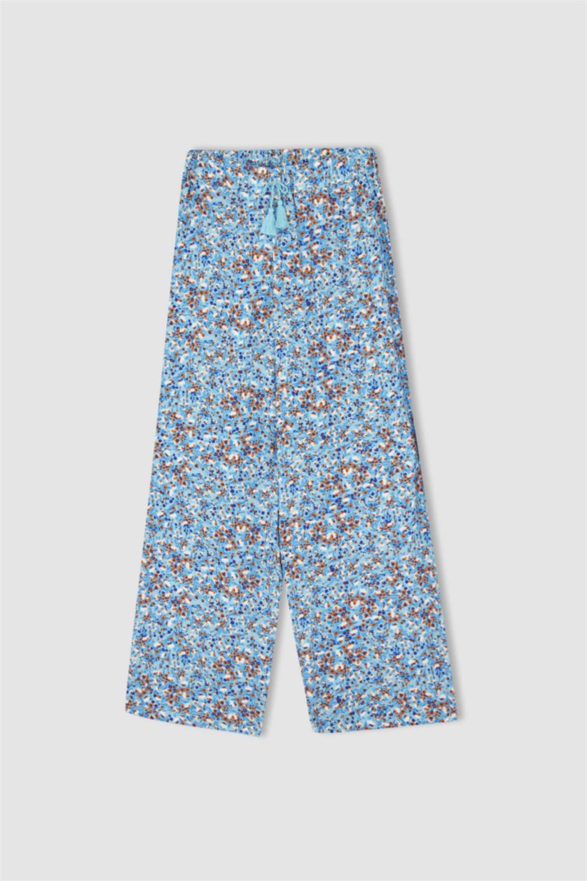 FILLES Bleu Pantalon palazzo large en viscose pour fille