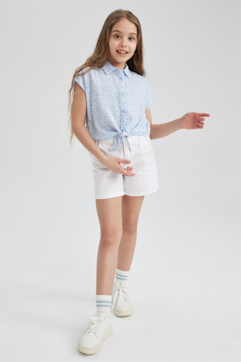 FILLES Bleu Chemise Courte À Manches Courtes Pour Fille