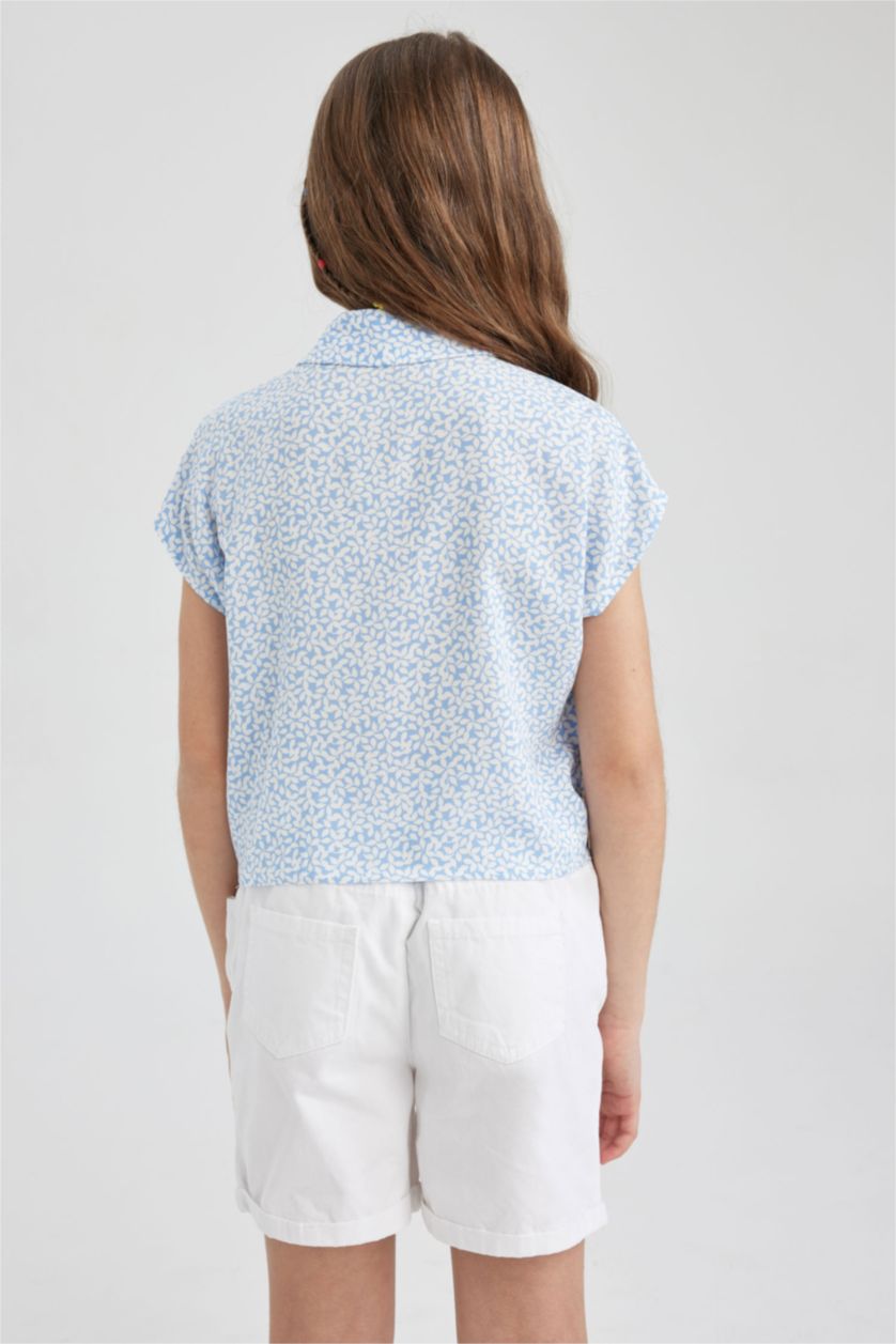 FILLES Bleu Chemise Courte À Manches Courtes Pour Fille
