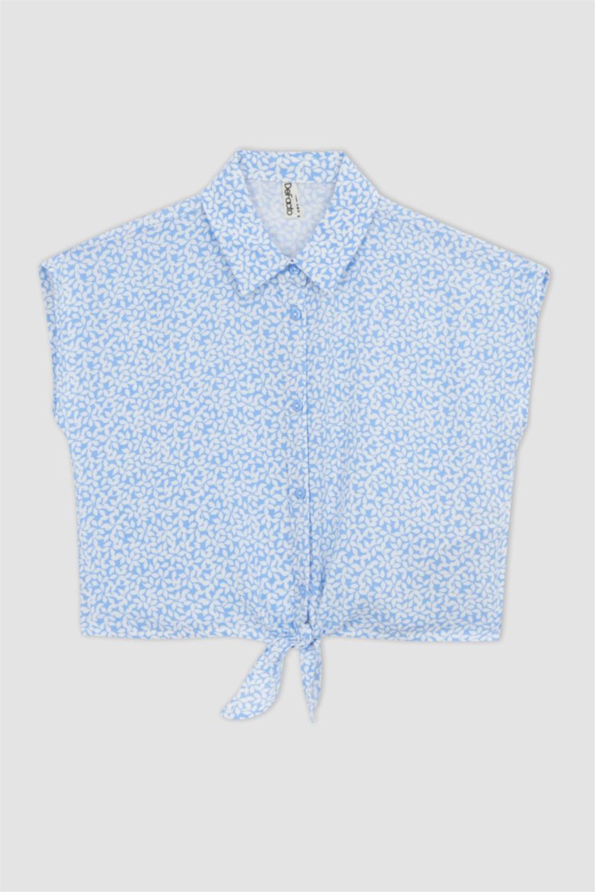 FILLES Bleu Chemise Courte À Manches Courtes Pour Fille