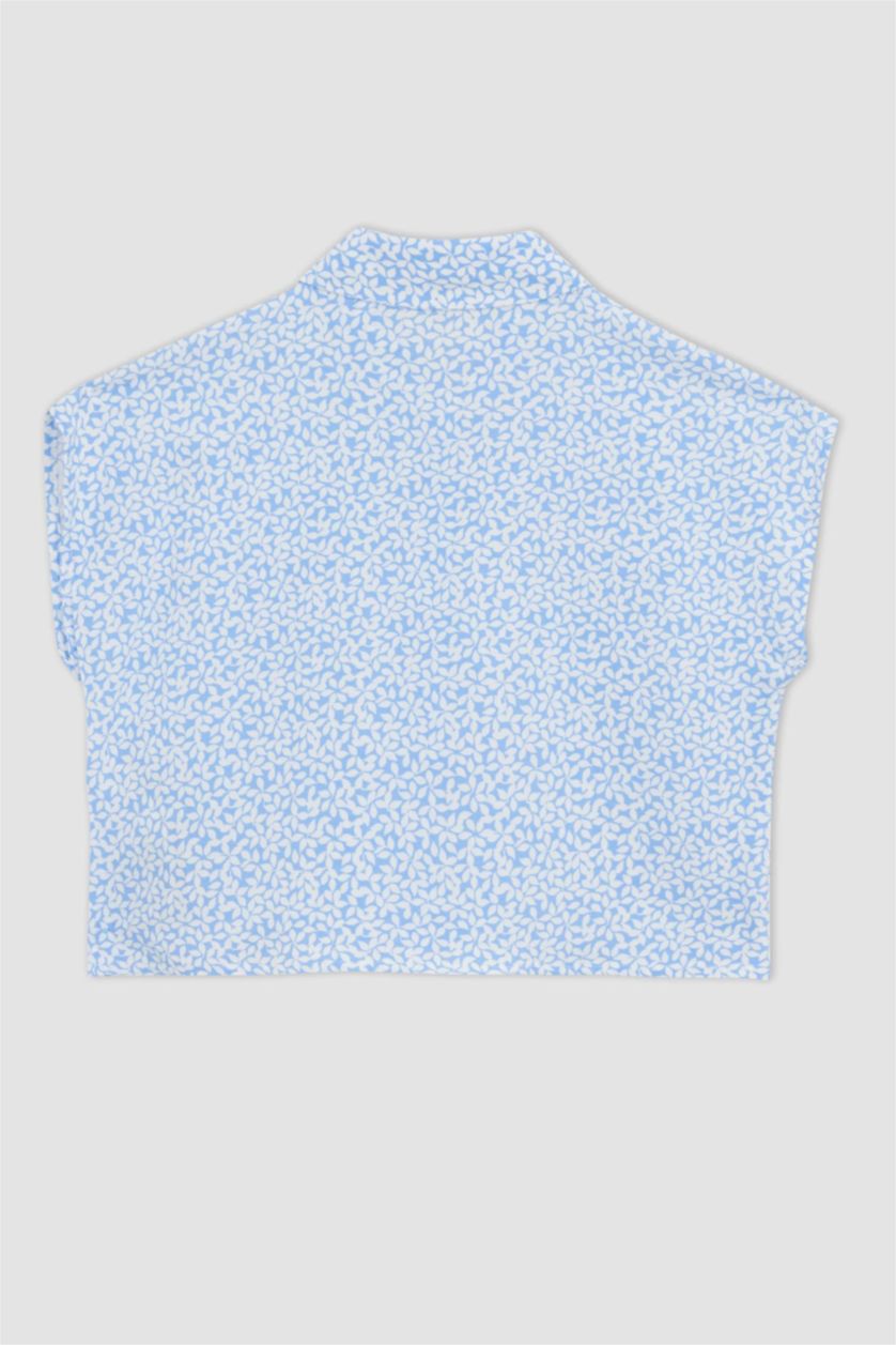 FILLES Bleu Chemise Courte À Manches Courtes Pour Fille
