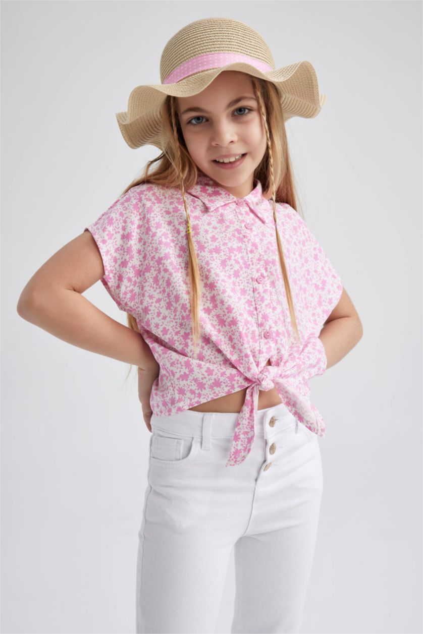 FILLES Rose Chemise Courte À Manches Courtes Pour Fille