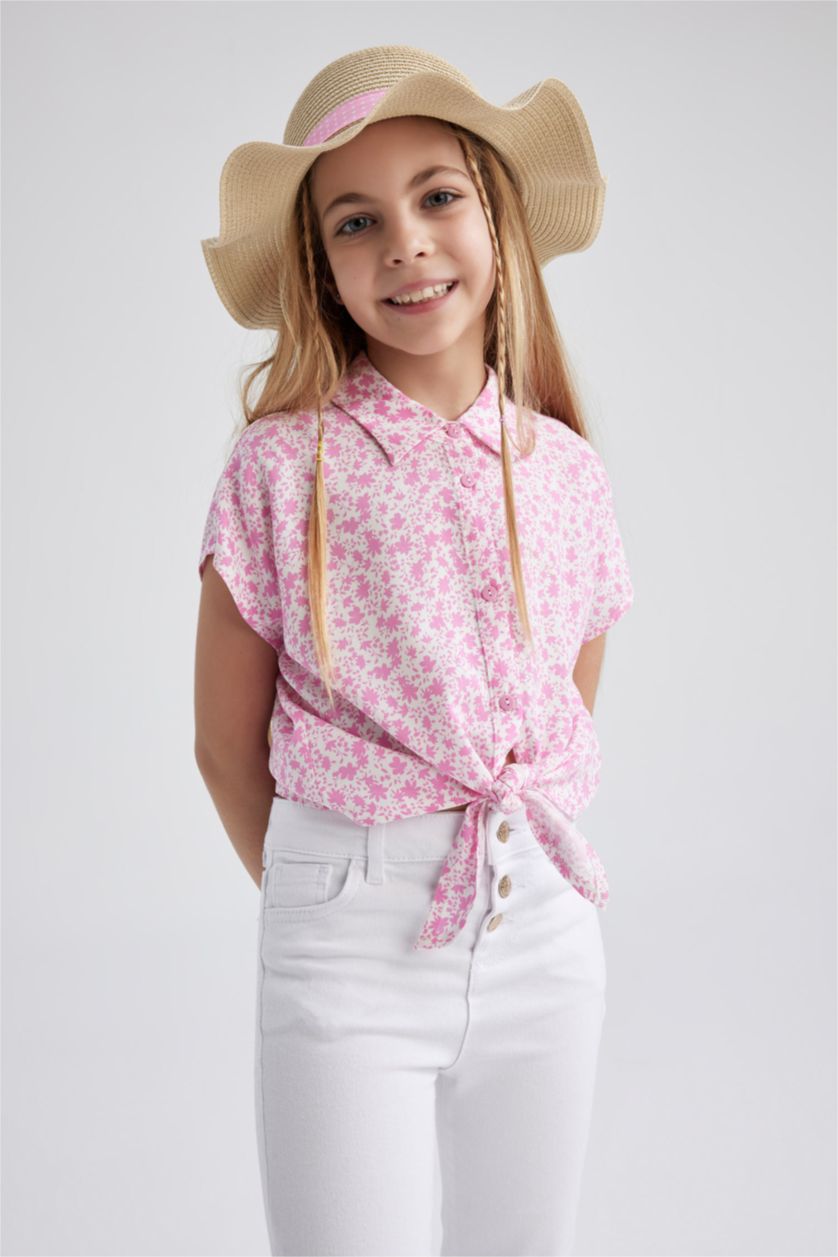 FILLES Rose Chemise Courte À Manches Courtes Pour Fille