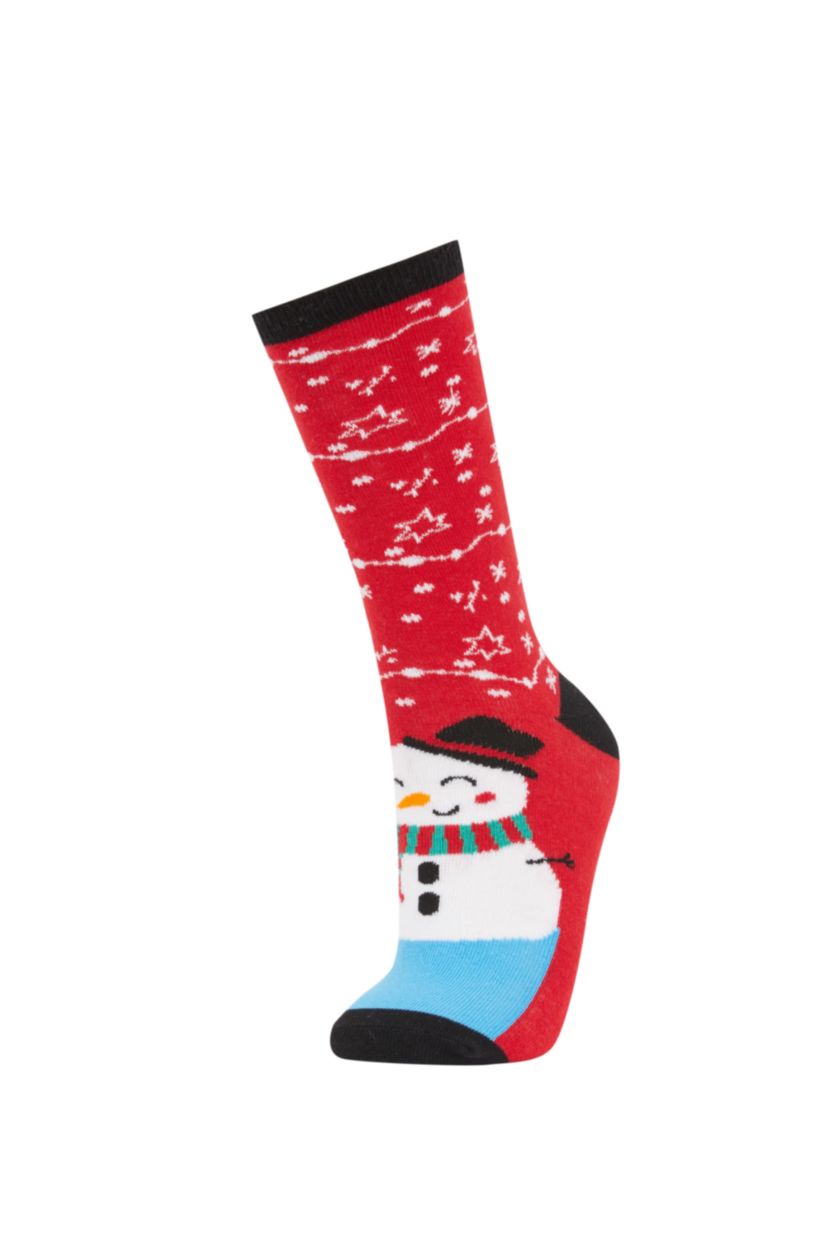 Kadın Karma Kadın Kutulu Yılbaşı Temalı Pamuklu 3'lü Uzun Çorap