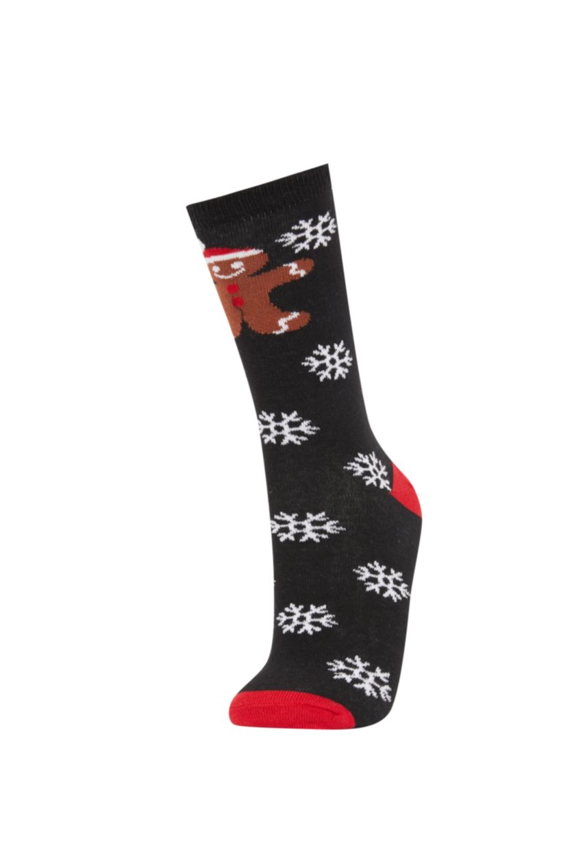 Kadın Karma Kadın Kutulu Yılbaşı Temalı Pamuklu 3'lü Uzun Çorap